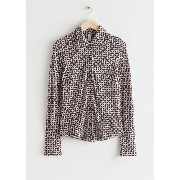 & Other Stories Print Collared Long Sleeves Blouse Sz XS - Picture 7 of 7